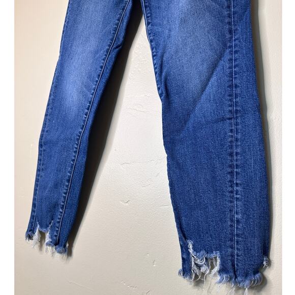 Flying Monkey High Rise Medium Wash Straight Leg Fray Hem Jeans 26 - Picture 4 of 6